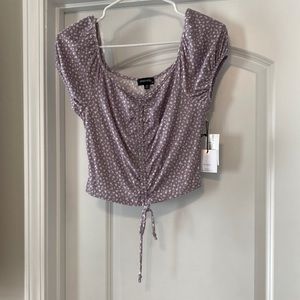 Originality Runched Tie Front Top Lavender